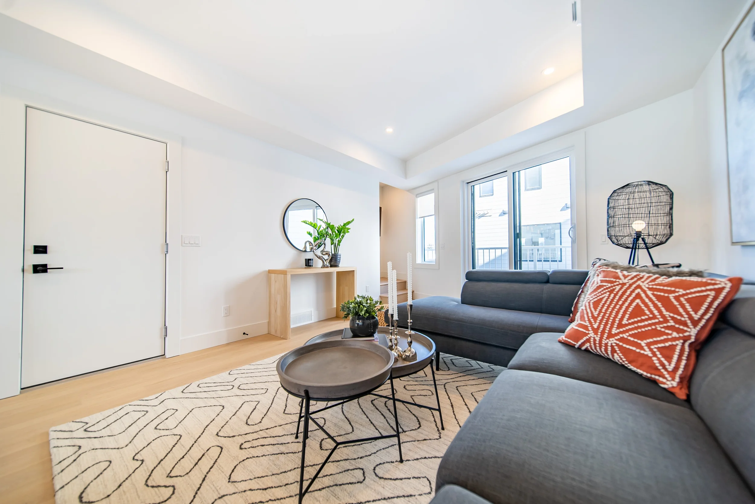 Interior kitchen space in townhomes for rent in Calgary featuring modern appliances and clean design