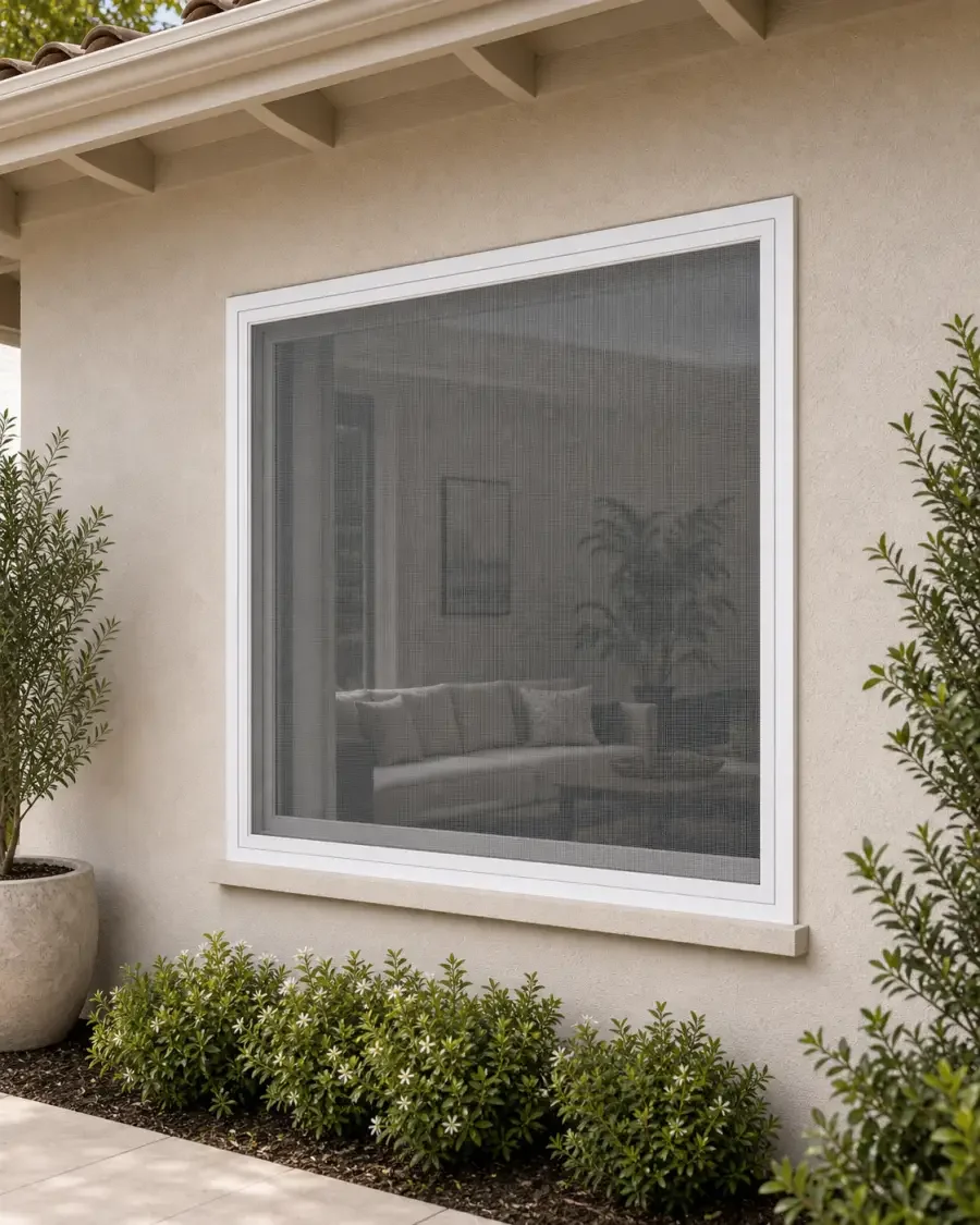 Custom BOSS window security screen on an existing residential window opening
