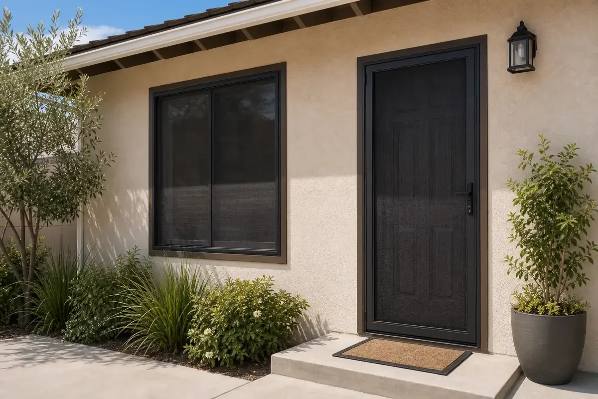 Custom BOSS security screen panels for an existing door and window opening