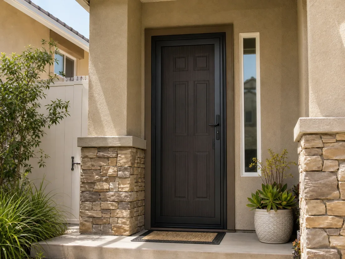 Custom BOSS security screen door on an existing Sherman Oaks entry opening