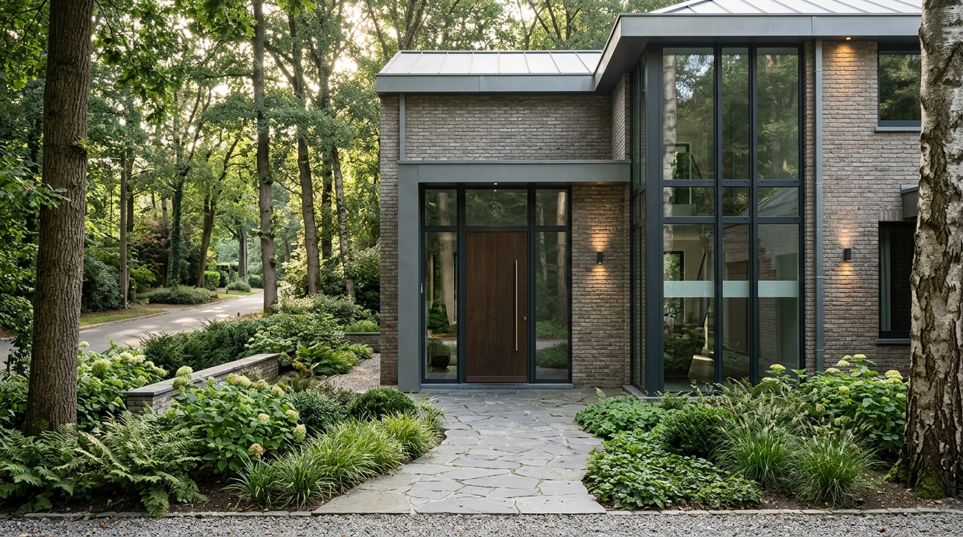 Aluminium ramen en deuren geplaatst door Firma Witt in Kapellen — villa met grote glaspartijen