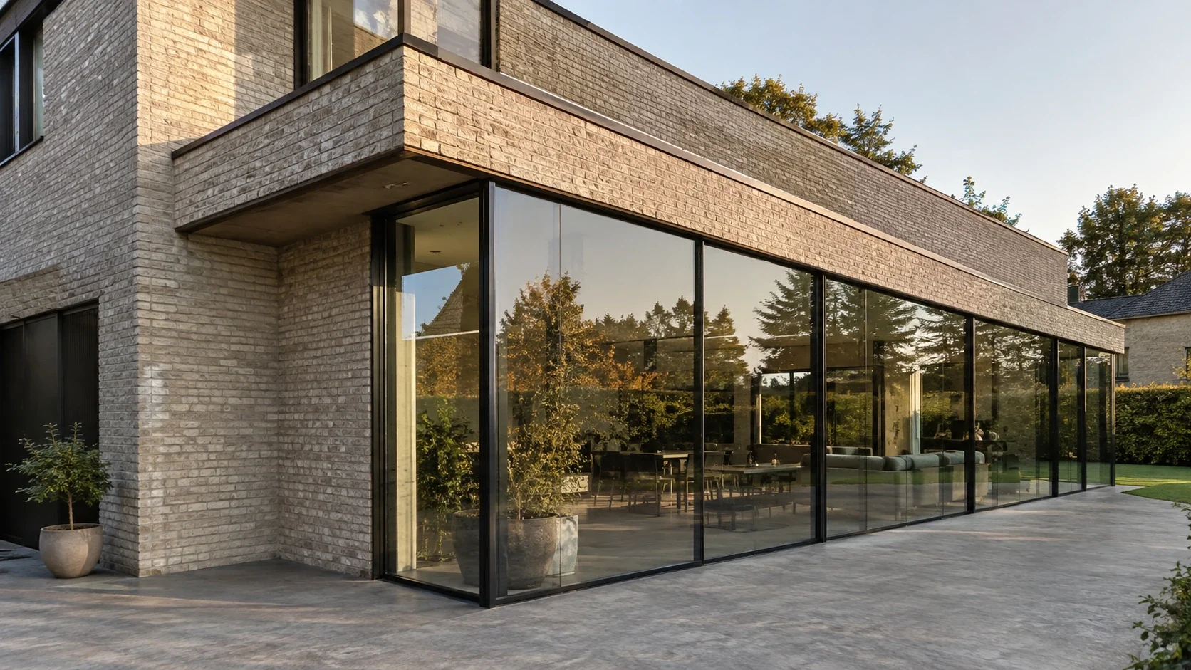 Moderne gevel met slanke aluminium ramen voor architecten regio Antwerpen — Firma Witt exclusief GAYKO-verdeler