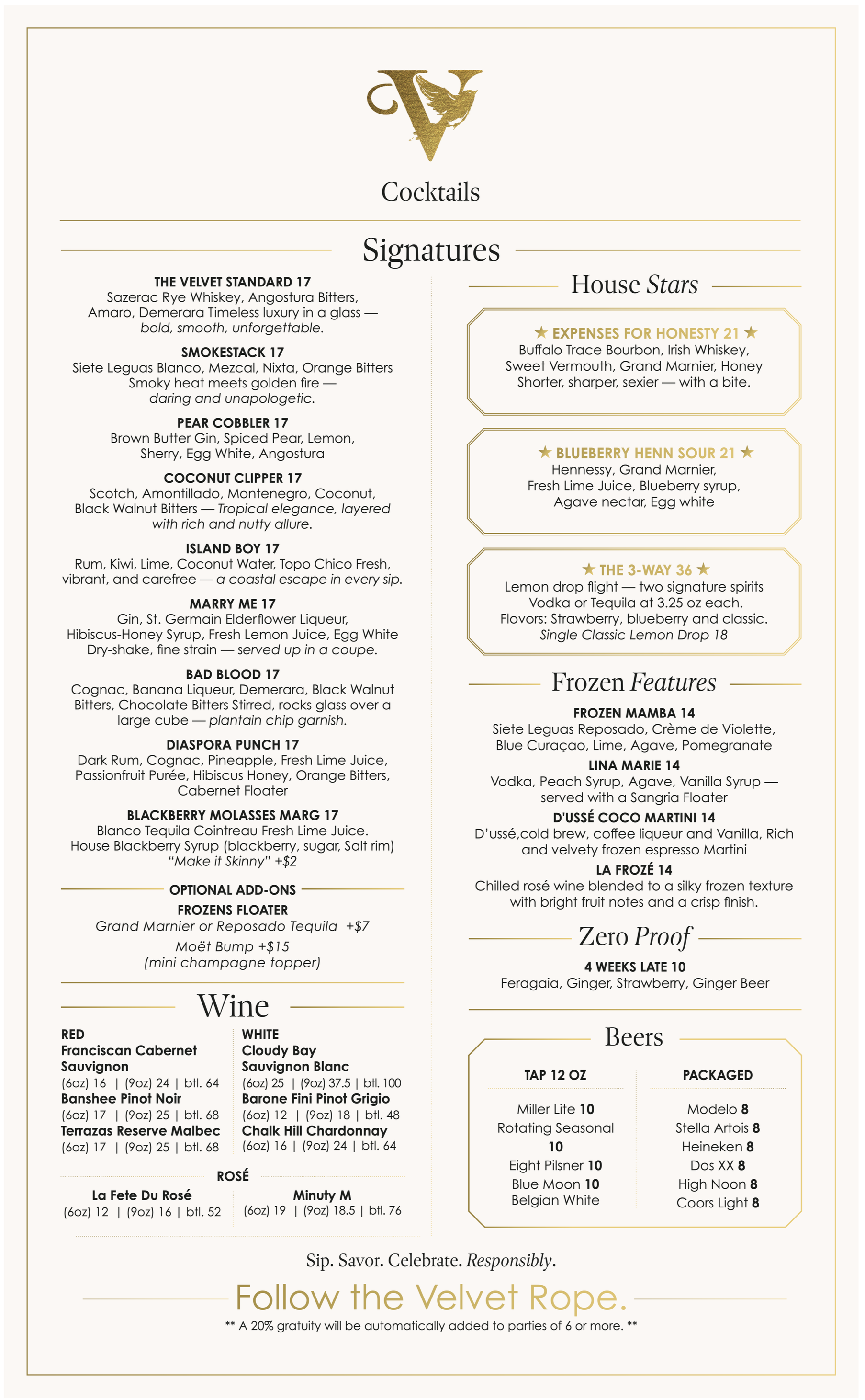 Cocktails Menu