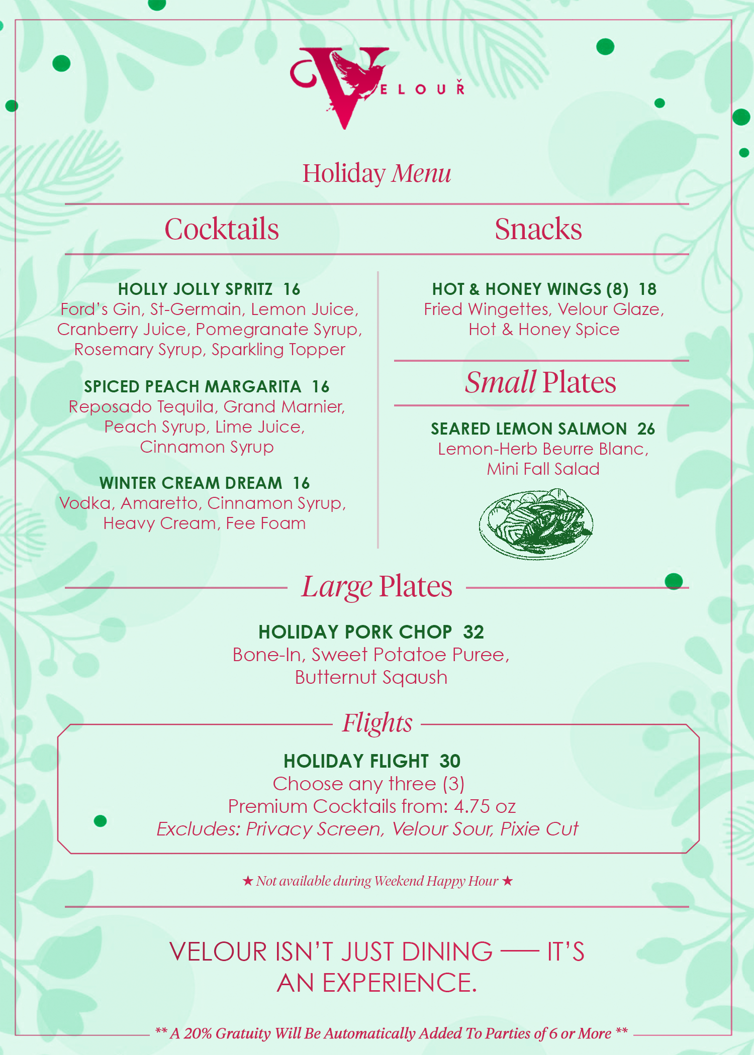 Holiday Menu