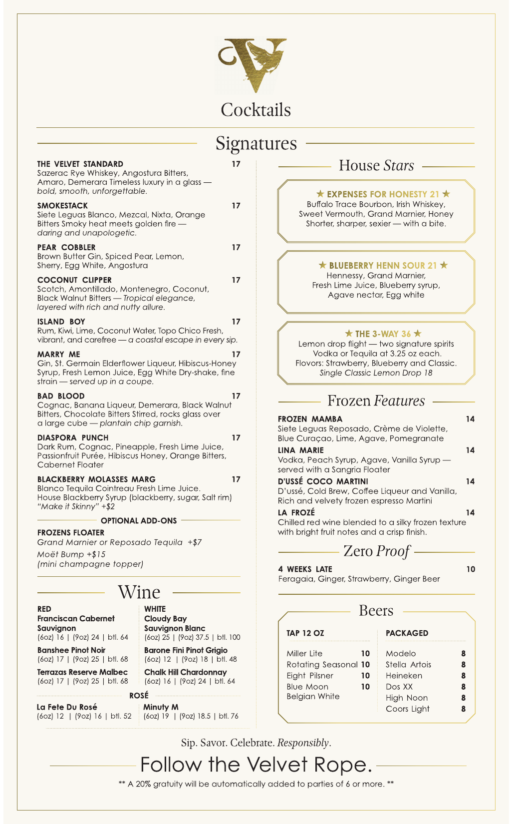 Cocktails Menu
