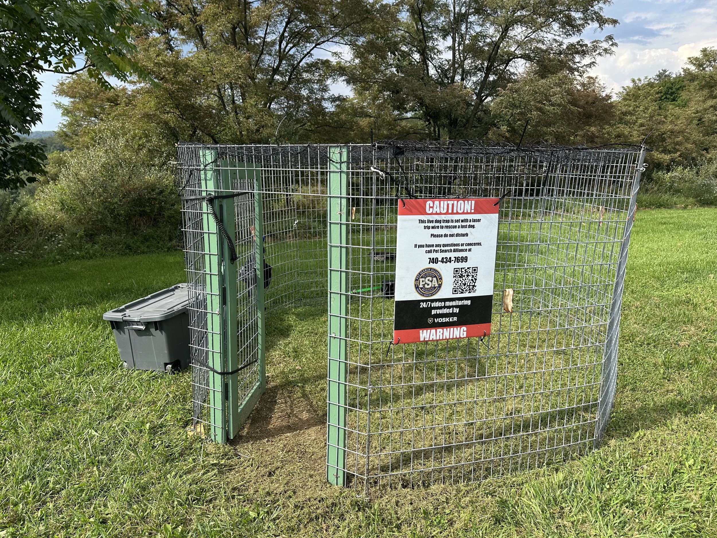 The Pet Search Alliance Missy trap at The Highlands in Triadelphia, West Virginia
