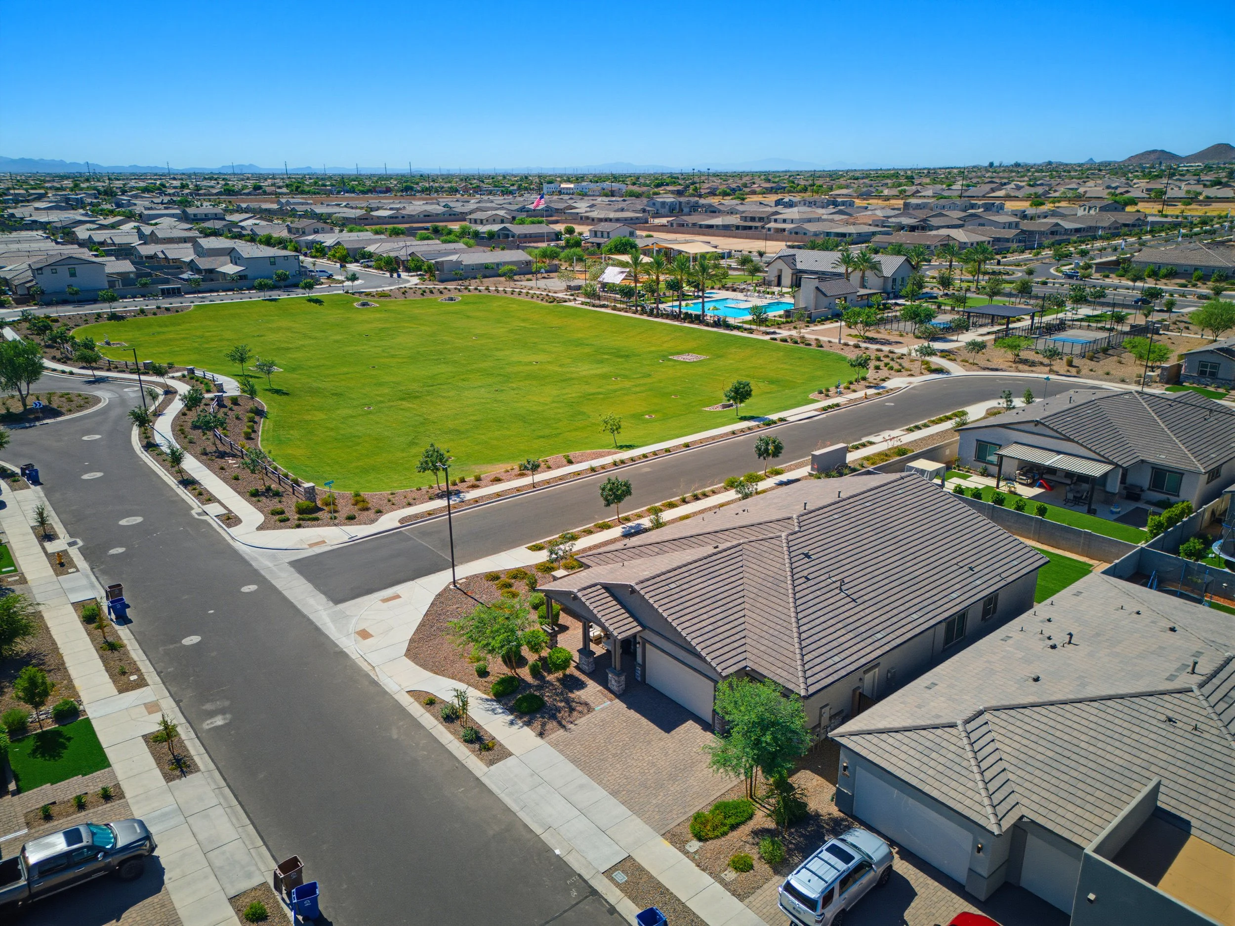 Aerial drone photo of an Arizona home