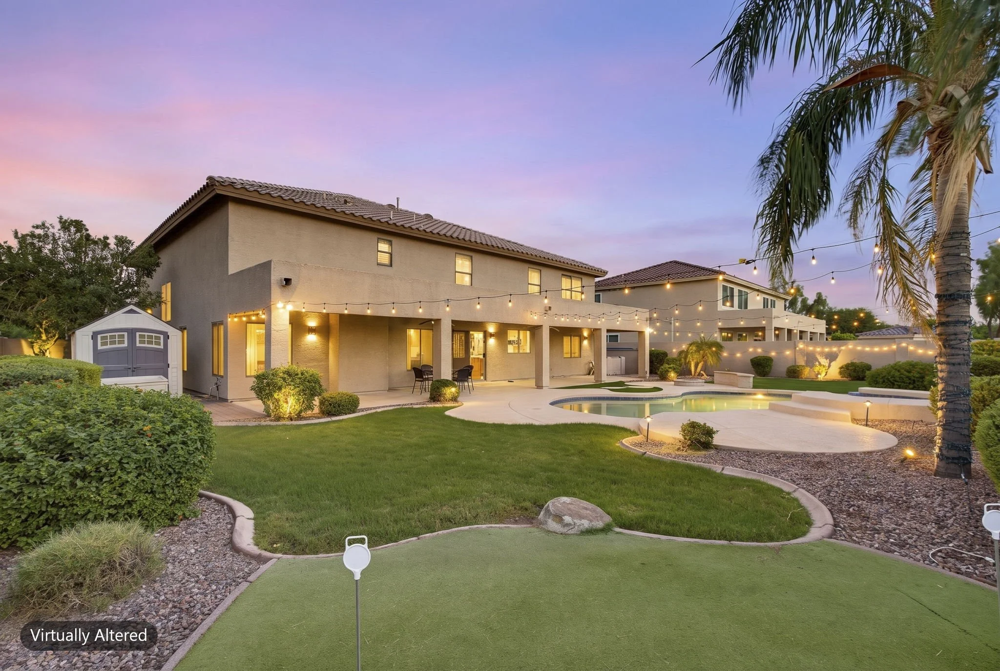 Example live twilight photo of an Arizona home exterior