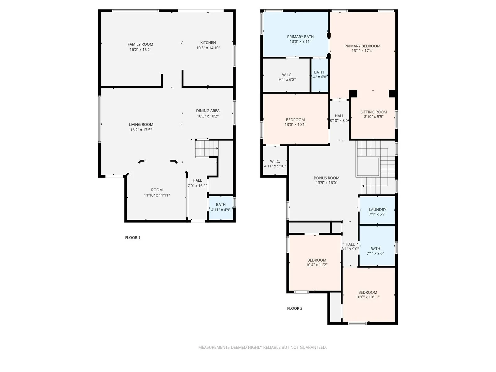 Detailed two-story floor plan of a Mesa home showing room layout and measurements
