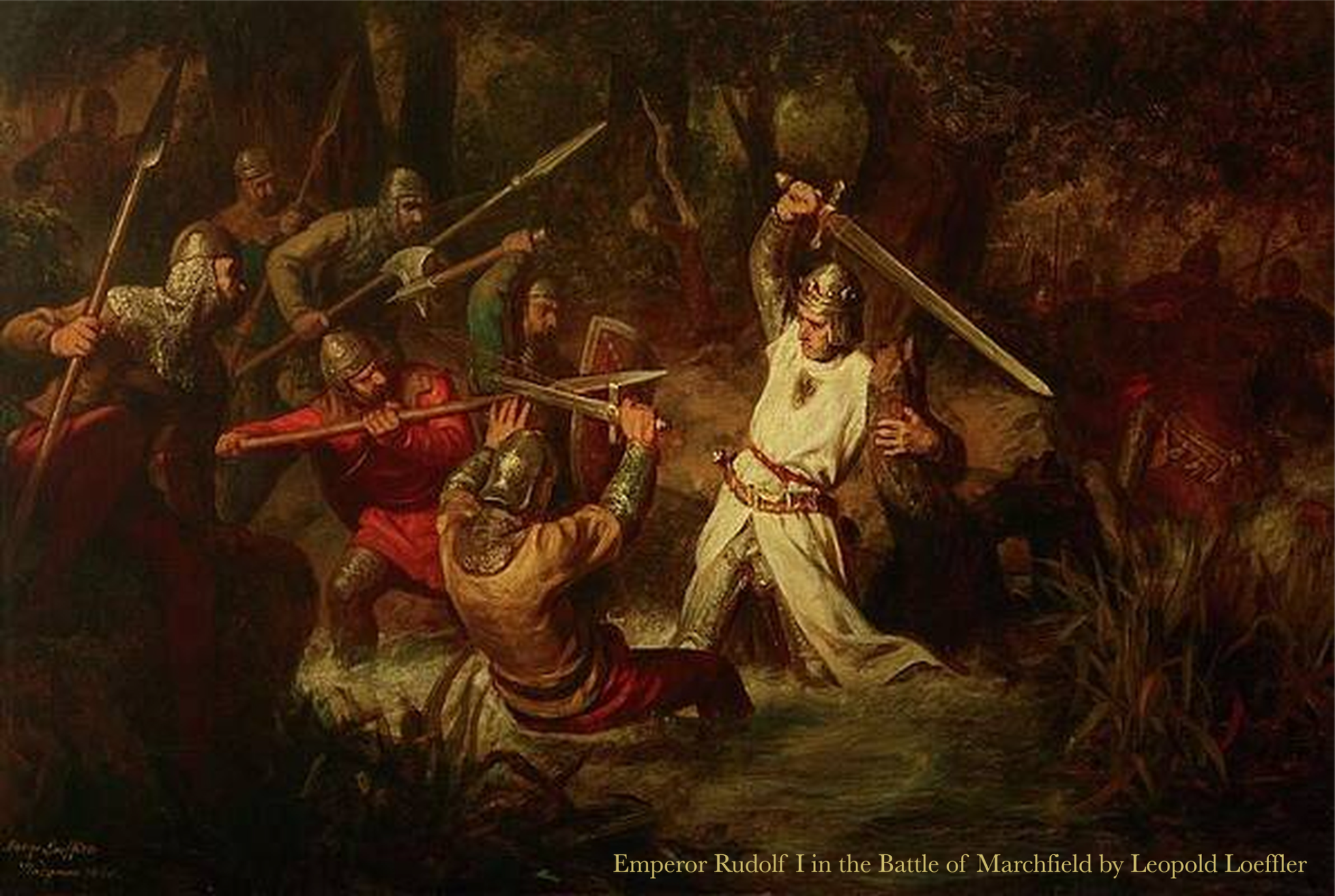 Emperor Rudolf I in the Battle of Marchfield by Leopold Loeffler