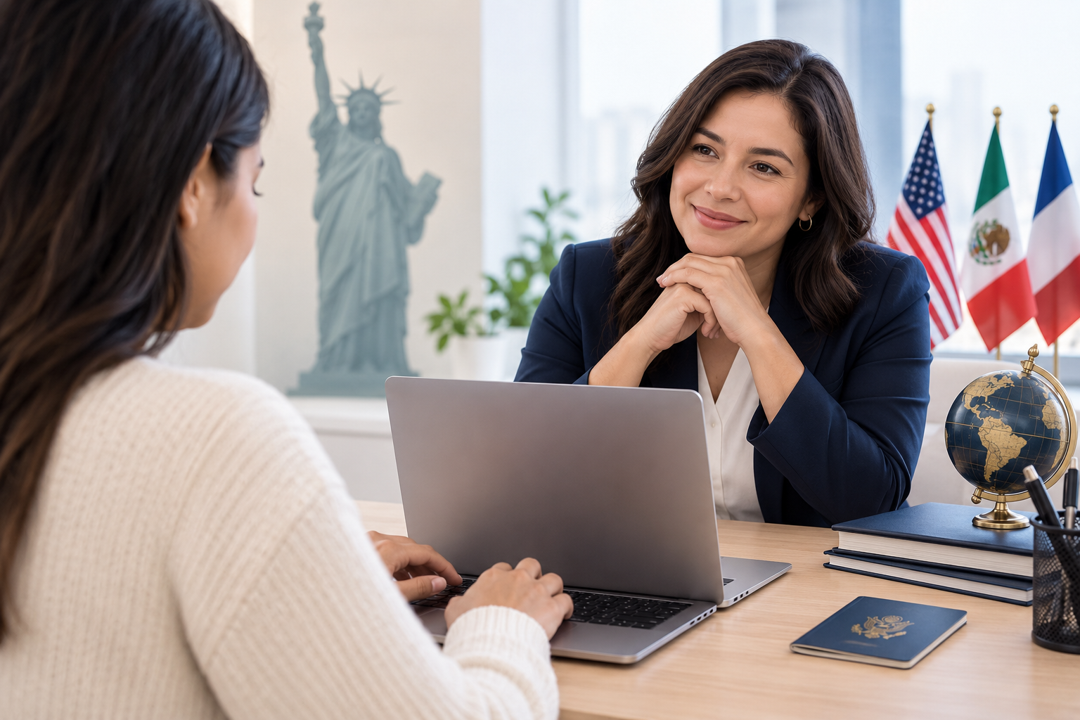 Immigration attorney meeting with a client
