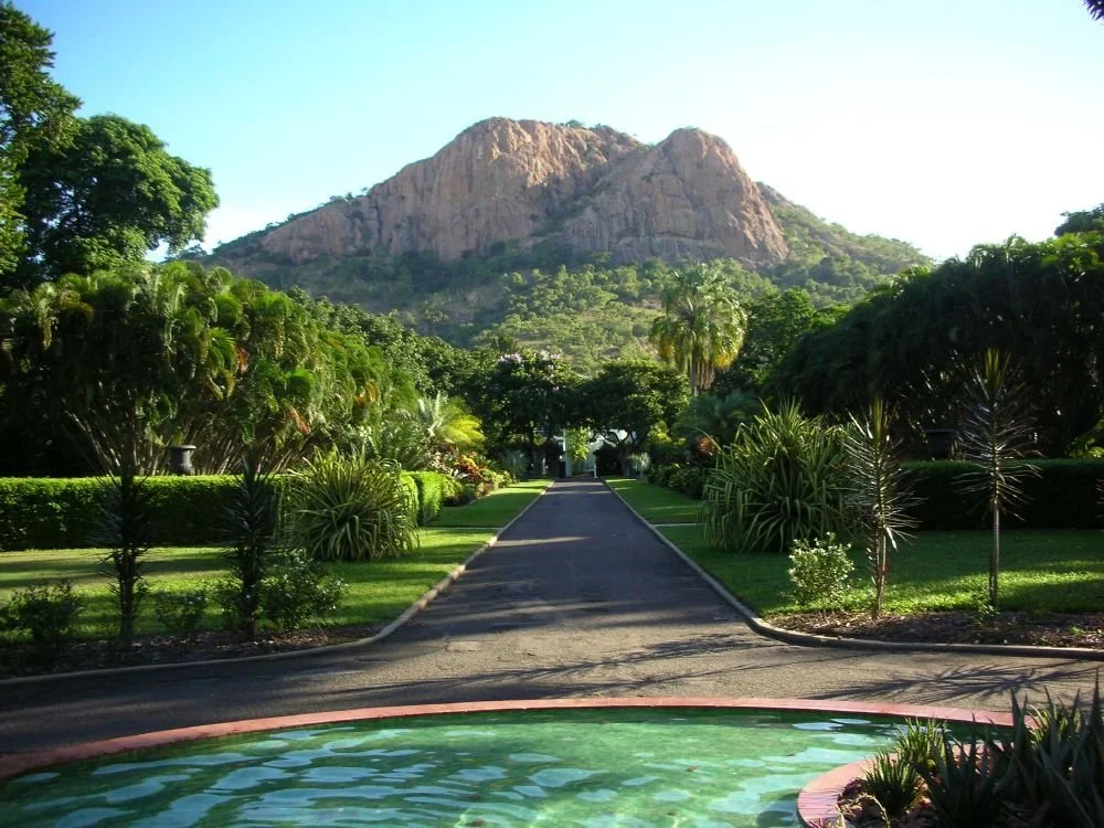 Path through Queens Gardens, Townsville, with Castle Hill behind