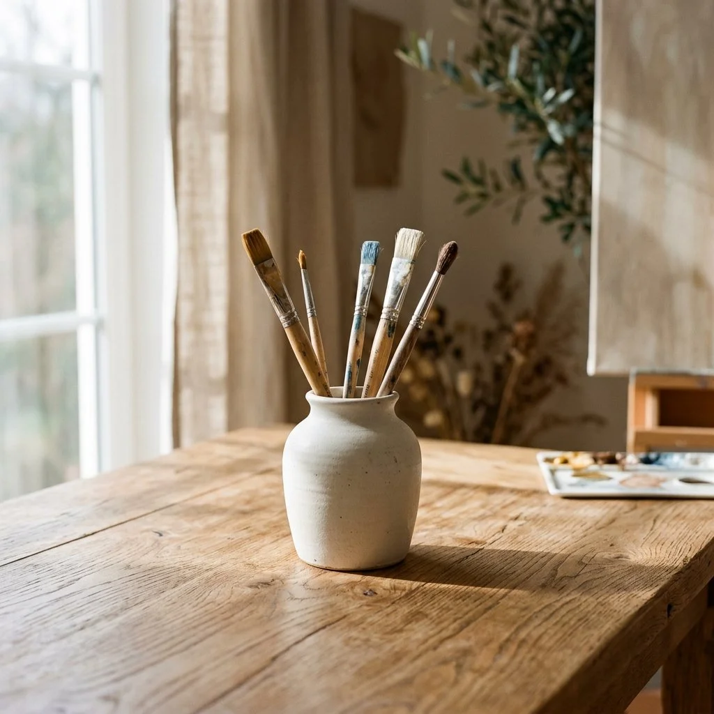 Ceramic Vase with Brushes