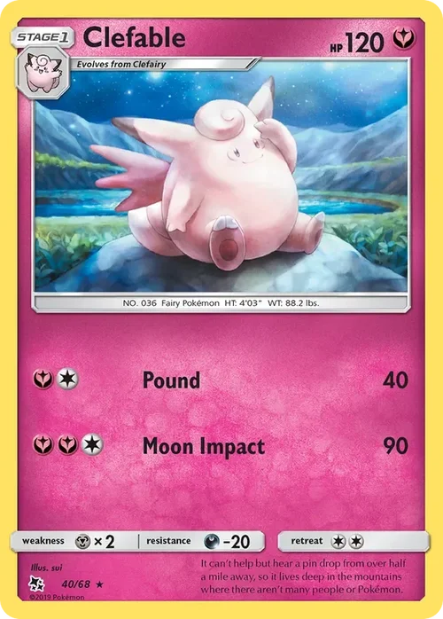 40/68 Clefable Rare Pokemon Card