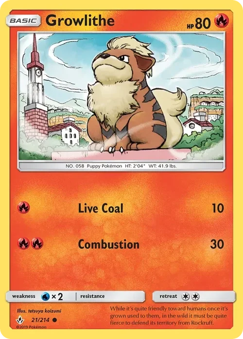 21/214 Growlithe Common Pokemon Card