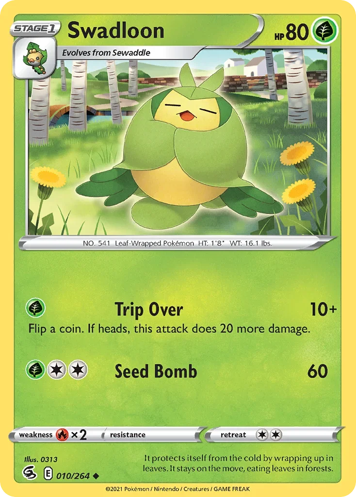 Swadloon 10 Pokemon card from Fusion Strike set