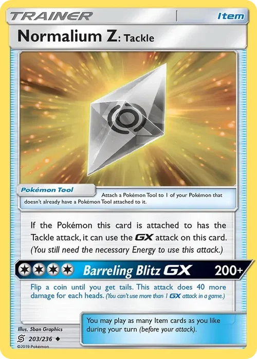 203/236 Normalium Z: Tackle Uncommon Trainer Card