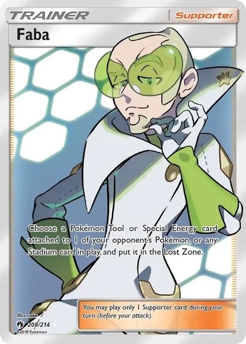 208/214 Faba Full Art Trainer Pokemon Card