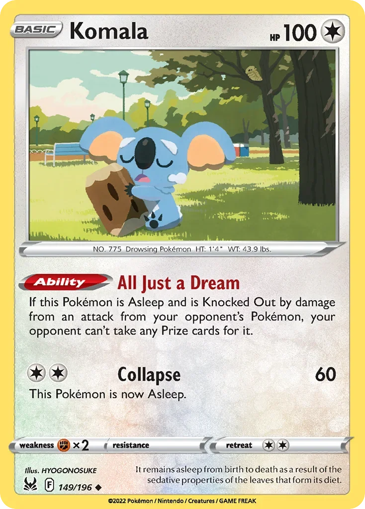 Komala 149 Pokemon card from Lost Origin set
