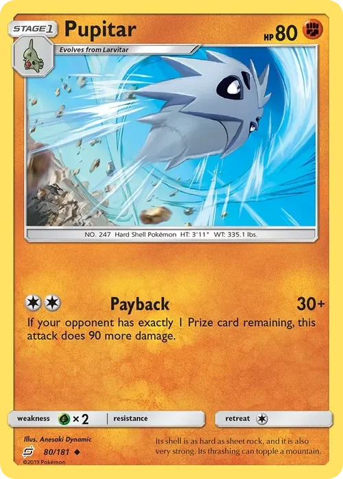 80/181 Pupitar Uncommon Pokemon Card