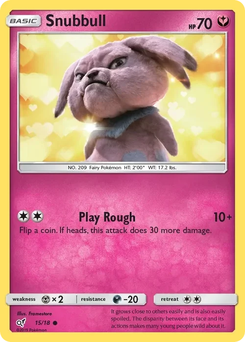 15/18 Snubbull Holo Common from Detective Pikachu Pokemon Card