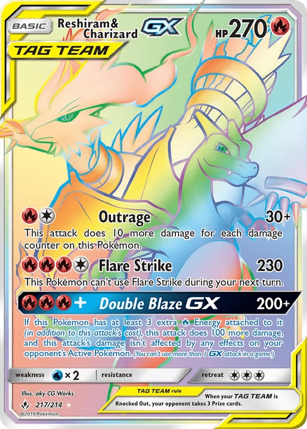 Reshiram & Charizard GX (Rainbow Rare)