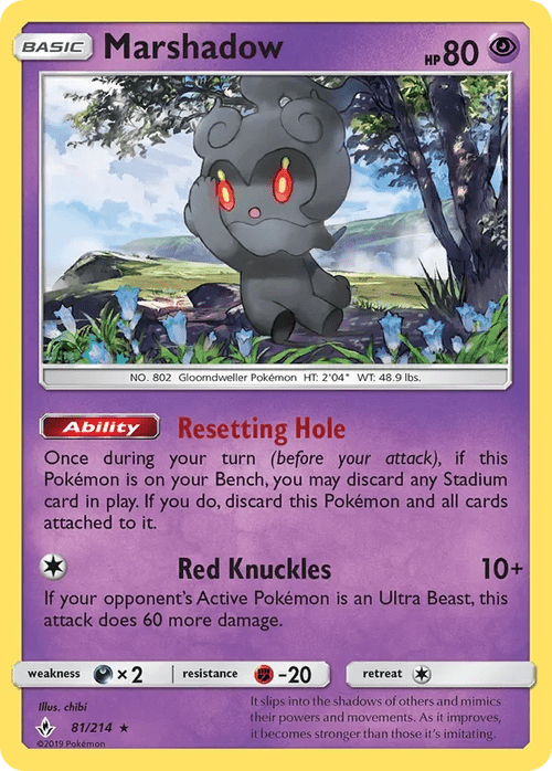 81/214 Marshadow Holo Rare Pokemon Card