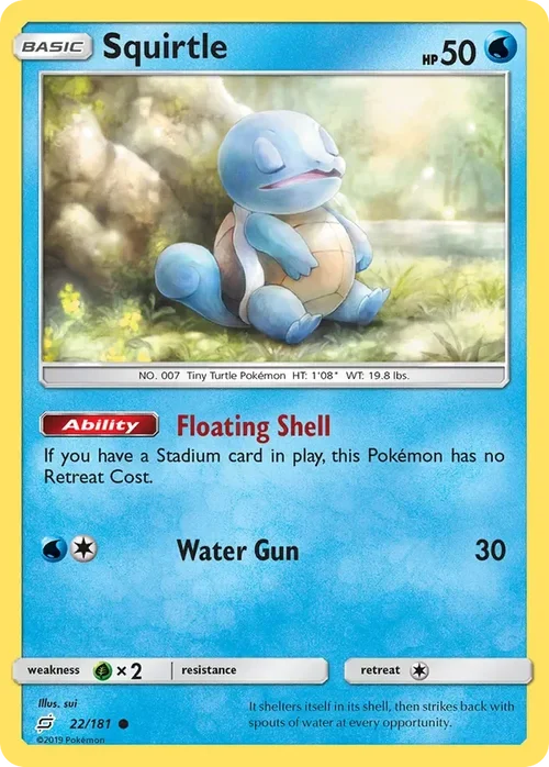 22/181 Squirtle Common Pokemon Card