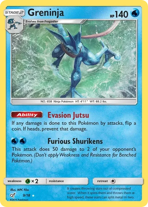9/18 Greninja Holo Rare from Detective Pikachu Pokemon Card
