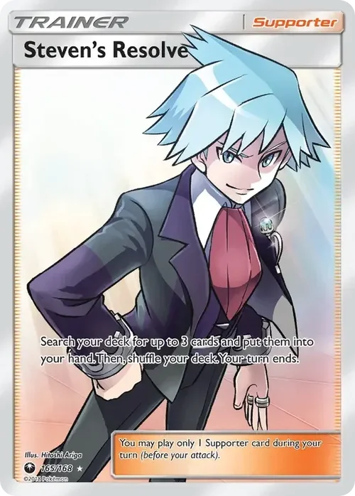 165/168 Steven's Resolve Full Art Trainer Pokemon Card