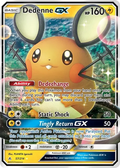 57/214 Dedenne GX Ultra Rare Pokemon Card