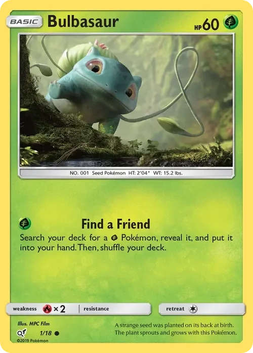 1/18 Bulbasaur Holo Common from Detective Pikachu Pokemon Card
