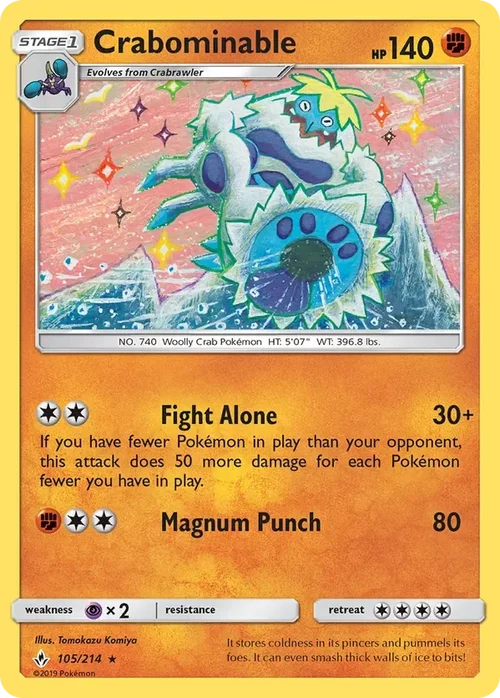 105/214 Crabominable Rare Pokemon Card