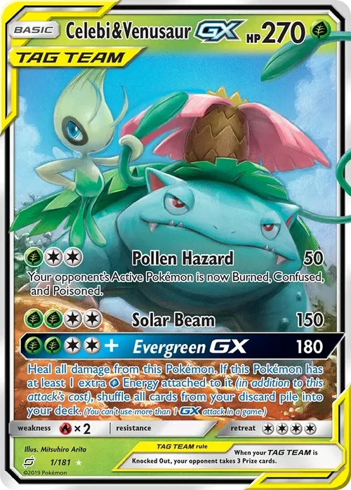 1/181 Celebi & Venusaur GX Ultra Rare Pokemon Card