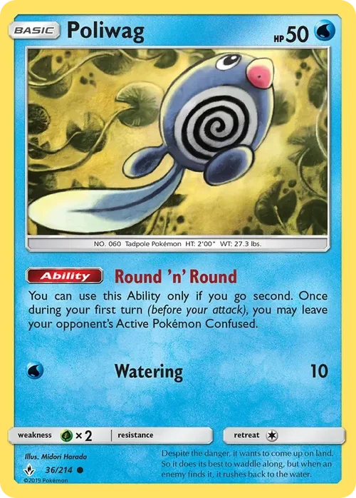 36/214 Poliwag Common Pokemon Card