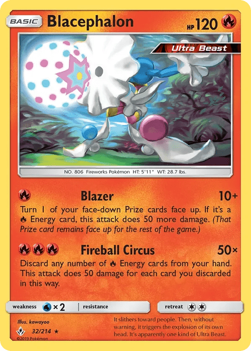 32/214 Blacephalon Rare Pokemon Card