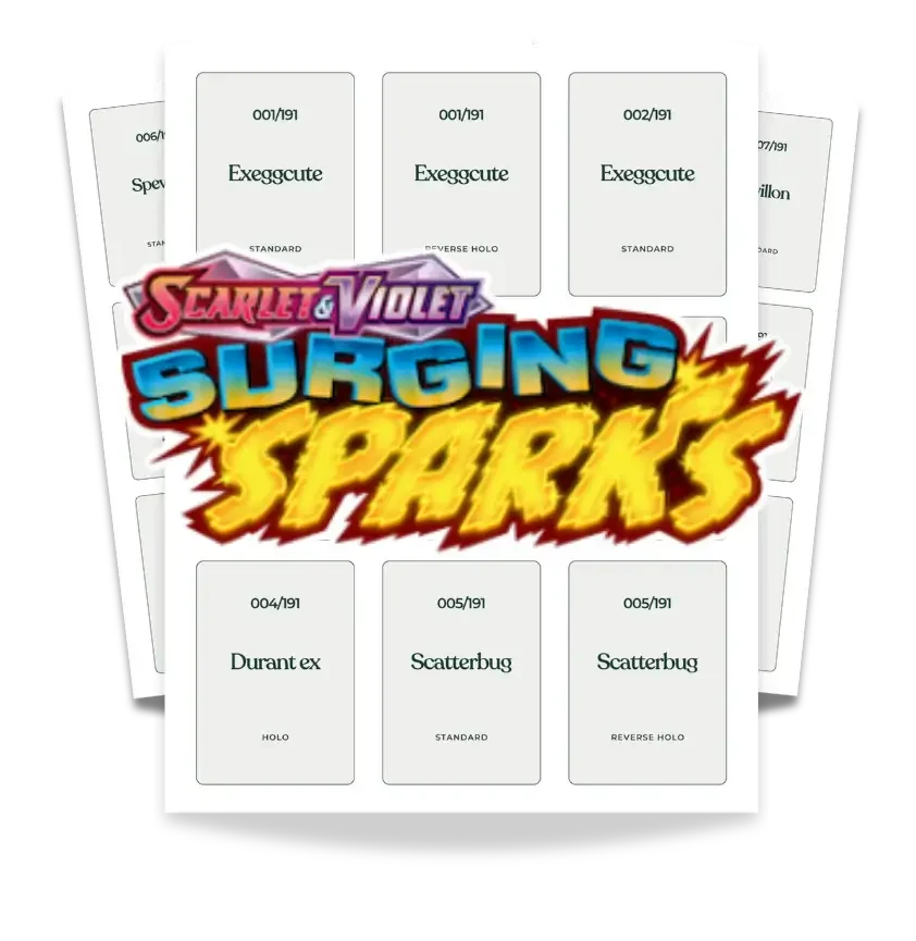 surging sparks card binder Elite Trainer (Purple) Ultra PROs 4Pocket Portfolio for Pokemon features a vibrant Surging Sparks Master Set: Binder