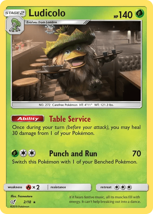 2/18 Ludicolo Rare from Detective Pikachu Pokemon Card