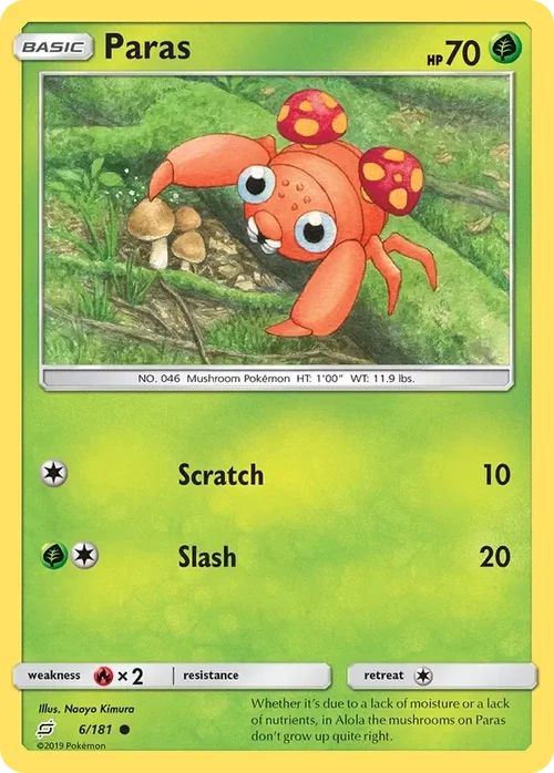6/181 Paras Common Pokemon Card
