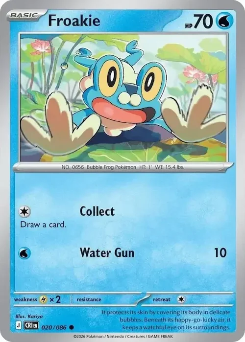 020/086 Froakie Common Pokemon Card