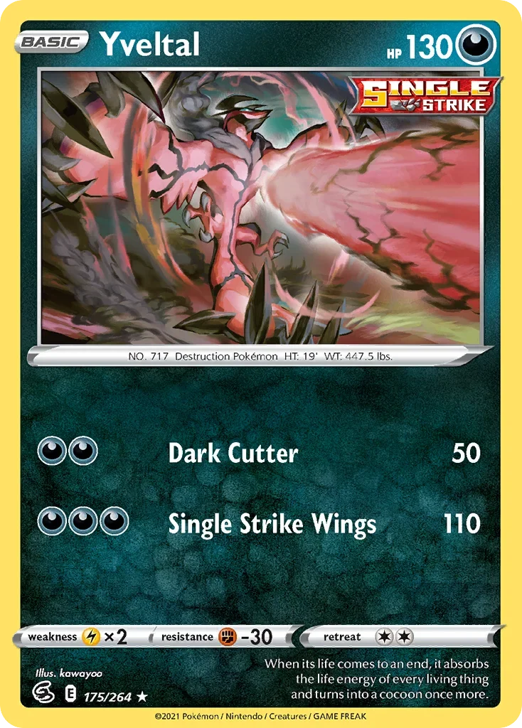 Yveltal 175 Pokemon card from Fusion Strike set