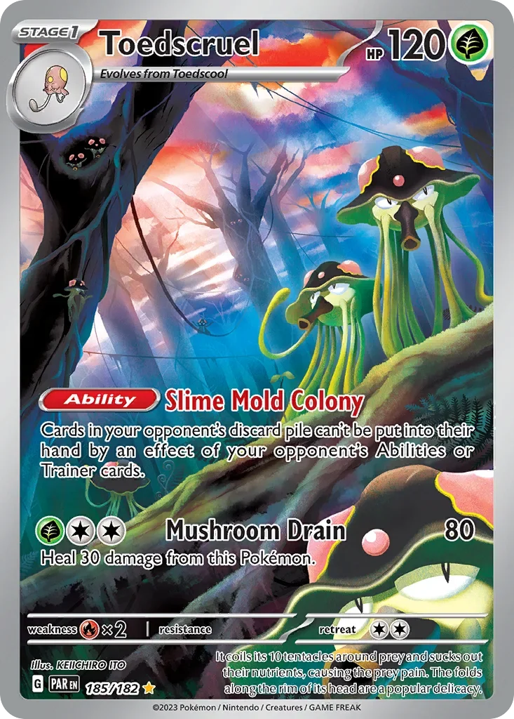 Toedscruel 185 Pokemon card from Paradox Rift set