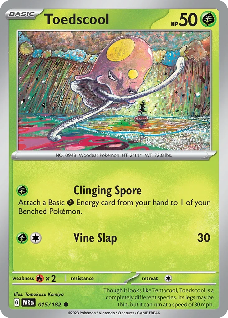 Toedscool Pokemon card from Paradox Rift set