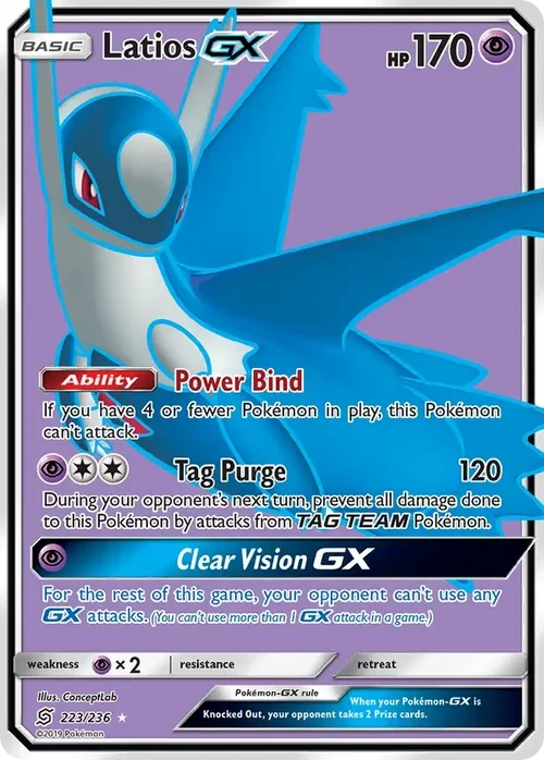 223/236 Latios GX Full Art Ultra Rare Pokemon Card