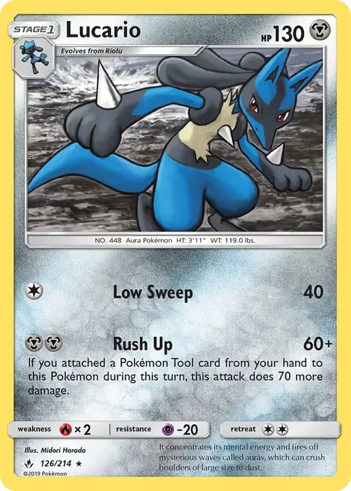 126/214 Lucario Holo Rare Pokemon Card