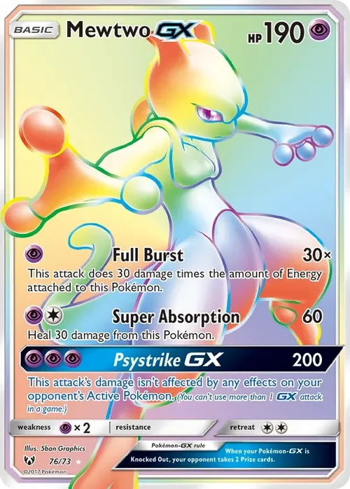 76/73 from Shining Legends Rainbow Rare Pokemon Card