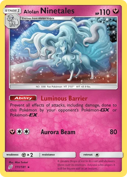 111/181 Alolan Ninetales Holo Rare Pokemon Card