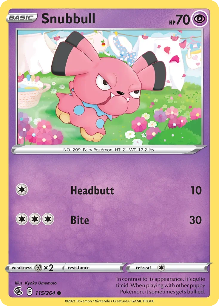 Snubble 115 Pokemon card from Fusion Strike set