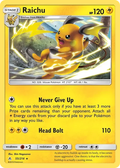 55/214 Raichu Rare Pokemon Card