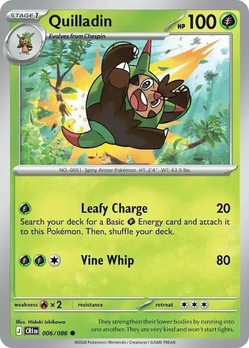 006/086 Quilladin Common Pokemon Card